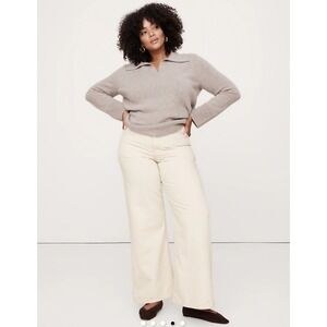 Banana Republic The Icon Classic Wide Leg Jean High Rise Rigid Denim Ecru 35